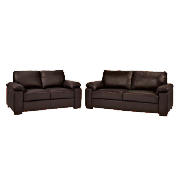 Unbranded Ashmore Large Leather Sofa and Sofa, Brown