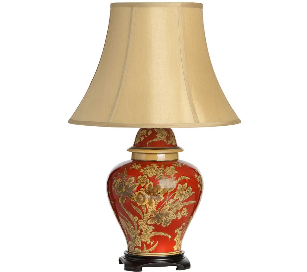 Unbranded Asteria Gold On Red Pattern Ceramic Table Lamp