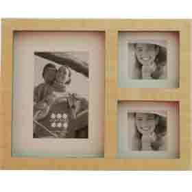 Natural wood collage frame with a gloss finish. Holds 2 times 3 x 3 and 1 4 x 6