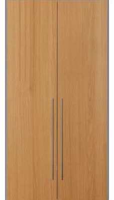Both minimalist and modern. the Atlas range is finished beautifully with a feature long and slim brushed metal handle. This oak effect two door wardrobe is both deeper and taller than average and has a useful shelf above the hanging rail. Part of the