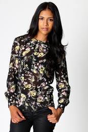 Unbranded Audrina Oriental Print Pussy Bow Blouse