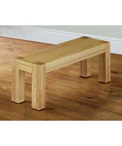 Size of bench (W)129.5, (D)38, (H)45.5cm.Natural oak colour finish.Solid wood and Plywood veneer ben