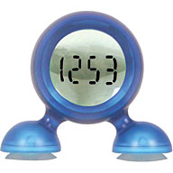 Funky  colourful little digital clocks with suckers on their feet  so they can be stuck on windows  