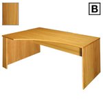 (B) Scandinavian Real Wood Veneer Left-Hand Curved Desk - Teak