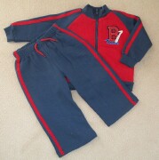 Tracksuit top in red with navy neck