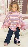 Comprises striped poncho, long sleeved top and pair of jeans. Cotton