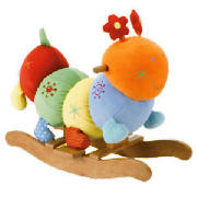 Rocking Charlie Caterpillar is brightly coloured and softly padded, with crinkles, rattles and squea