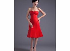 Unbranded Backless Sweetheart Pleat Bow Knee-length Satin