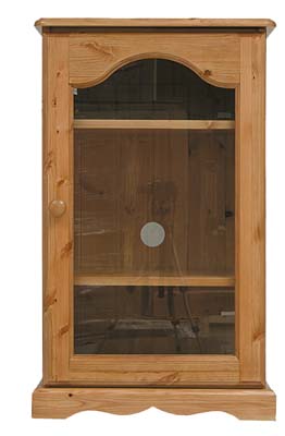 GLAZED HI-FI CABINET.ALL SOLID PINE WITH NO PLYWOOD.THE CARCUS FEATURES A TONGUE AND GROOVED BACK