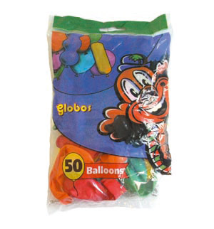 Bag of 50 balloons, assorted colours
