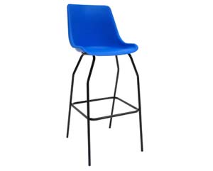 Economical, practical stacking stool. Ideal for bistro, workshops and checkouts. Built in foot rests