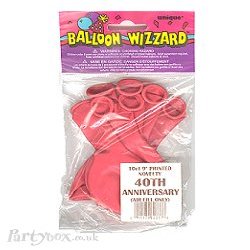 Balloon - 40th Anniversary - assorted latex - pack of 10