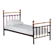 This 3ft black metal single bedstead has wooden slats and vertical rails for rigidity. Self assembly