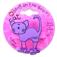 Bang-On-The-Door hair slide in Purple Cat design, with moving legs