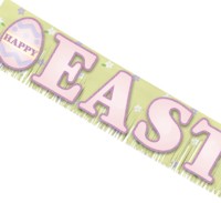 This Happy Easter Banner will cheer up a blank wall at your Easter event be it a parade, a fair or
