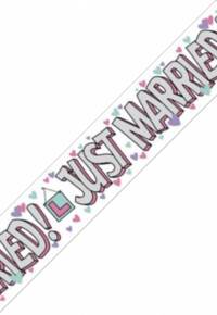 Use one length of this repeating banner to decorate the going away car