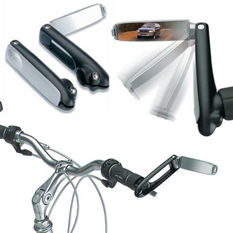 Ergonomic bar-ends with integrated fold out mirrors, perfect for the commuter or tourer. A