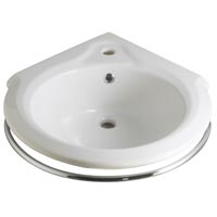 Dimensions: (D) 530 x (W) 530 x (H) 800mm, White corner fitting, single tap hole basin with chrome
