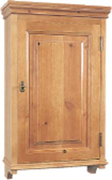 Wall mounted pine bathroom cabinet with one panelled door to suit even the smallest of bathrooms
