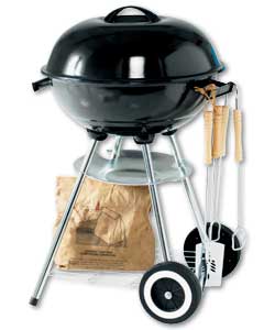 17in kettle barbeque features heavy duty vitreous