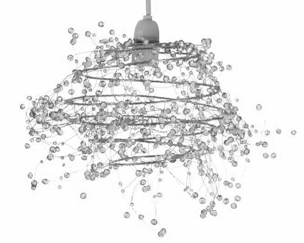 Gorgeous, sculptural lampshade with a wild cluster of clear beads that looks very dramatic when lit 