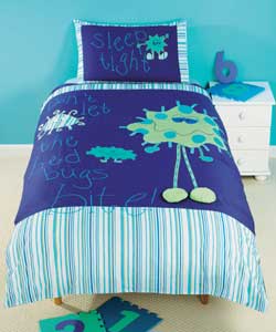 Embroidered and applique design. Includes duvet cover and 1 pillowcase. 50% polyester/50% cotton