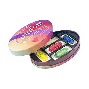Bedside Condom Selection Box - Different Flavoured Condoms in a Novelty Tin Box