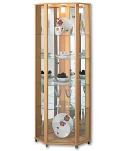 Glass door. 4 shelves and base shelf. Overall size (W)71, (D)52, (H)172cm.Weight in excess of 20kg