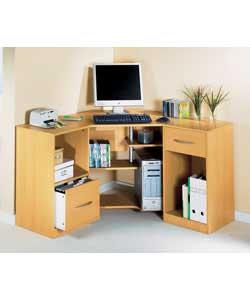 Workstation with 3 fixed shelves and 1 filing drawers on metal runners, suitable for up to 20