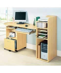 Beech Effect Workcentre and Filing Cabinet