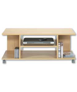 Beech Entertainment Unit with Wheels