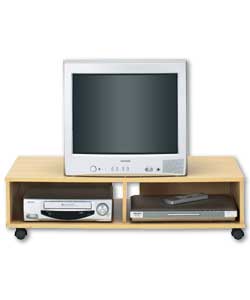 Beech Low Entertainment Unit on Wheels
