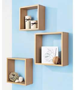 3 beech effect backless cubes in descending size that can be fitted simply and discreetly.Size of