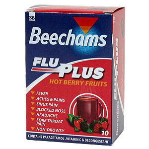 Beechams Flu Plus Hot Berry Fruits powders provide