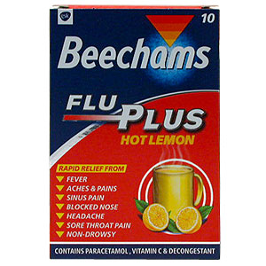 Beechams Flu Plus Hot Lemon Powders provide rapid and effective relief from the major cold and flu