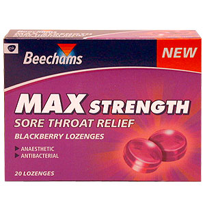Beechams Max Strength Sore Throat Relief blackberry lozenges provide effective relief from sore thro