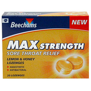 Beechams Max Strength Sore Throat Relief lemon and Honey Lozenges provide effective relief from sore
