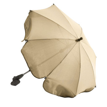 Protect baby from the sun with this beige umbrella parasol. Universal clamp to fit most strollers and pushchairs.New universal clamp to fit most strollers and pushchairs Flexible fibreglass ribs Self-locking mechanism allows single handed operation