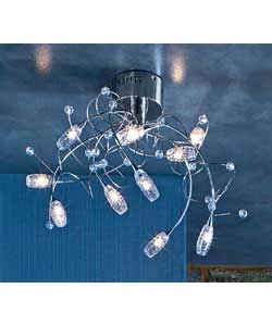 10 antique brass finish lights with clear glass shades.IP20 ratingSuitable for bathroom use.  Drop 2