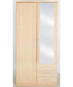 Size (H)207.8, (W)101.5, (D)63.3cm. Light oak finish with thick tops and rounded front edges. Mirror