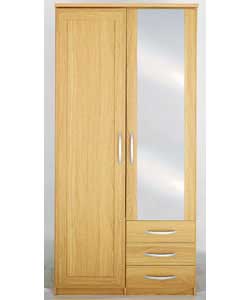 Size (H)207.8, (W)101.5, (D)63.3cm.Medium oak finish with thick tops and rounded front edges.Mirrore
