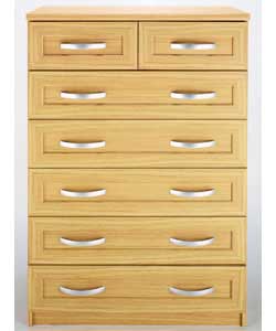 Size (H)107.3, (W)75, (D)40cm.Medium oak finish with thick tops and rounded front edges.Silver finis