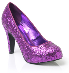 Almond toe court shoe featuring all over glitter effect and a high heel with platform. Sexy and glam