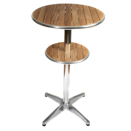 Cafe Bar Table 60cm dia Teak and Aluminium - This modern and stylish bar table has a welded frame fo