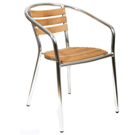 Unbranded Cafe Teak and Aluminium Chair
