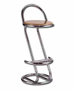 Beech effect seat with tubular chrome legs and bac
