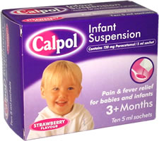 Calpol Infant Suspension Sachets 12 x 5ml sachets. Strawberry flavoured suspension containing in 5ml