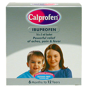 Calprofen is a strawberry flavoured Ibuprofen Suspension for babies and children. It is used for