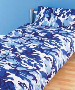 Camouflage Single Duvet Cover Set - Blue