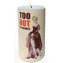 Water transfer candle. Image gradually melts away with the candle. Approx. burn time is 45 hours. 10